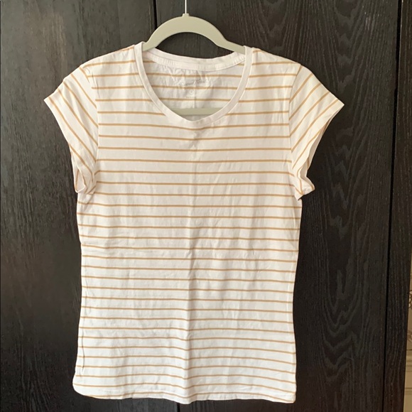 Striped White and Tan Women's Top size small - Picture 1 of 6